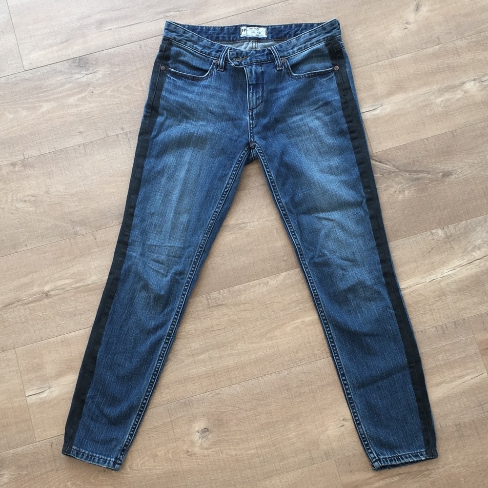 Free People Denim with black side stripes